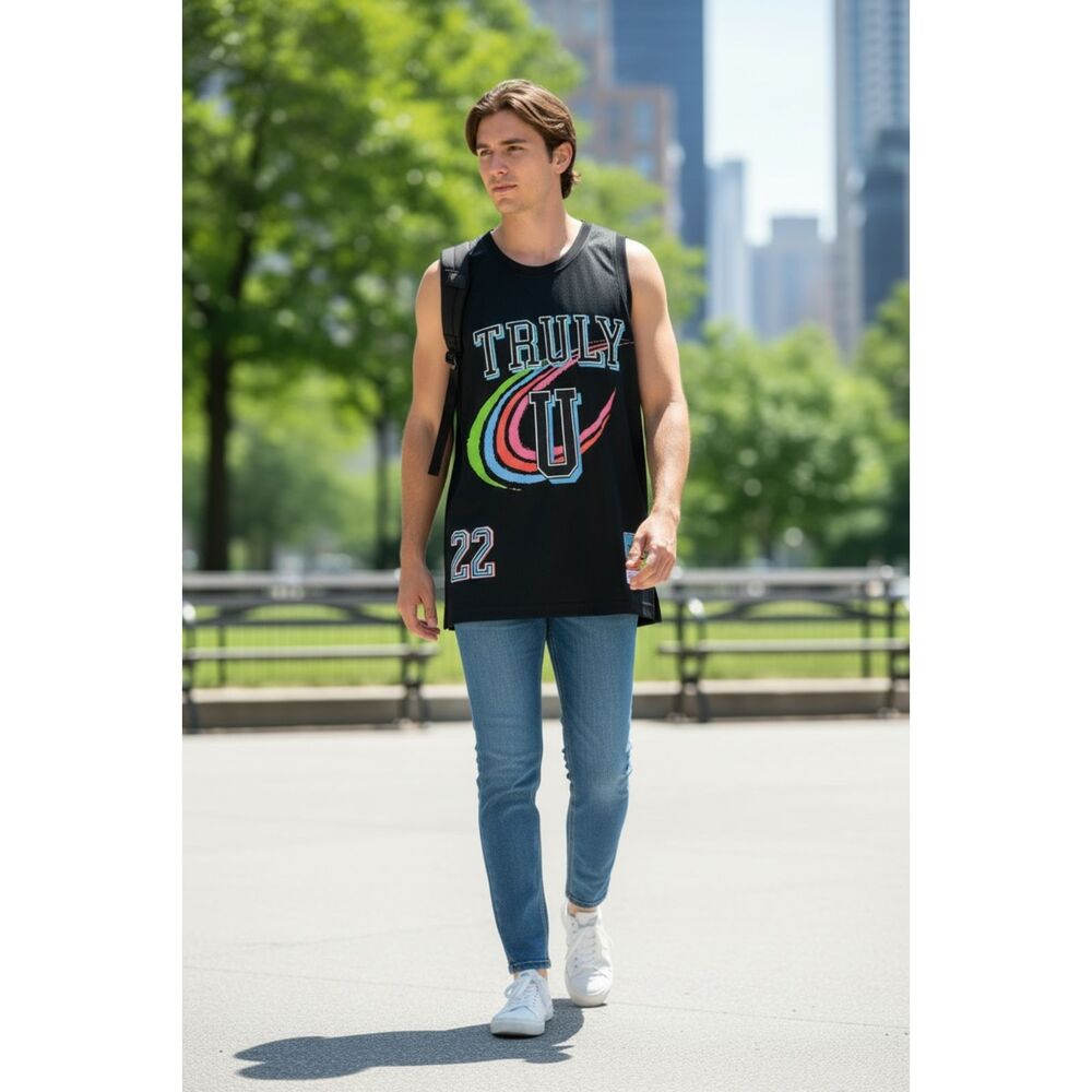 Mitchell & Ness Truly U Men's Mesh Basketball Jersey Seltzer Size Medium Black